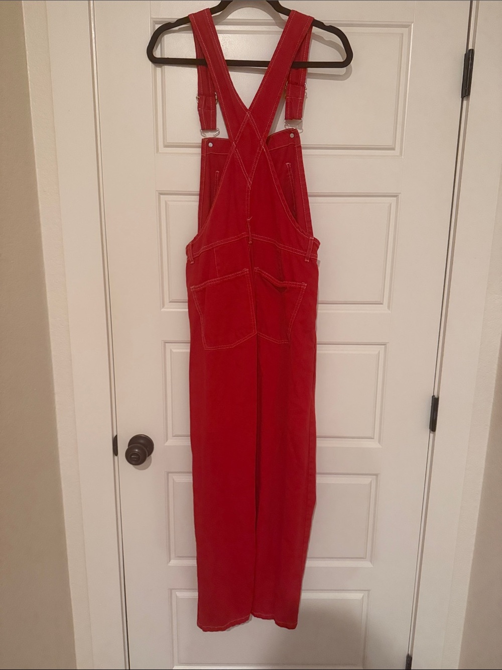 We The Free Red Denim Bib Overalls Jumpsuit - Picture 5 of 6